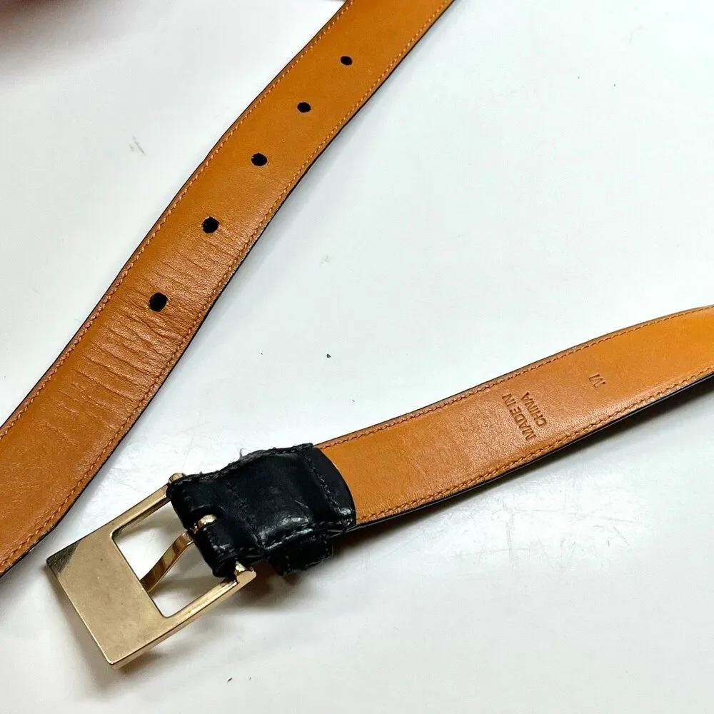 LAUREN Ralph Lauren Black Italian Leather Womens Belt Size M 1